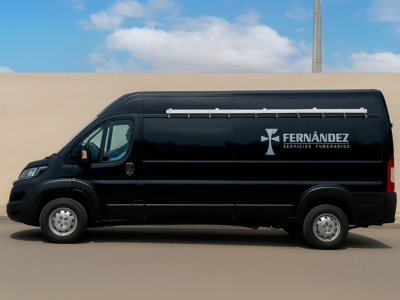 Carro porta coronas negro con 6 asientos para familiares